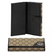 Brun Gucci Continental Porte-Monnaie Avec Verrouillage Ornement Original